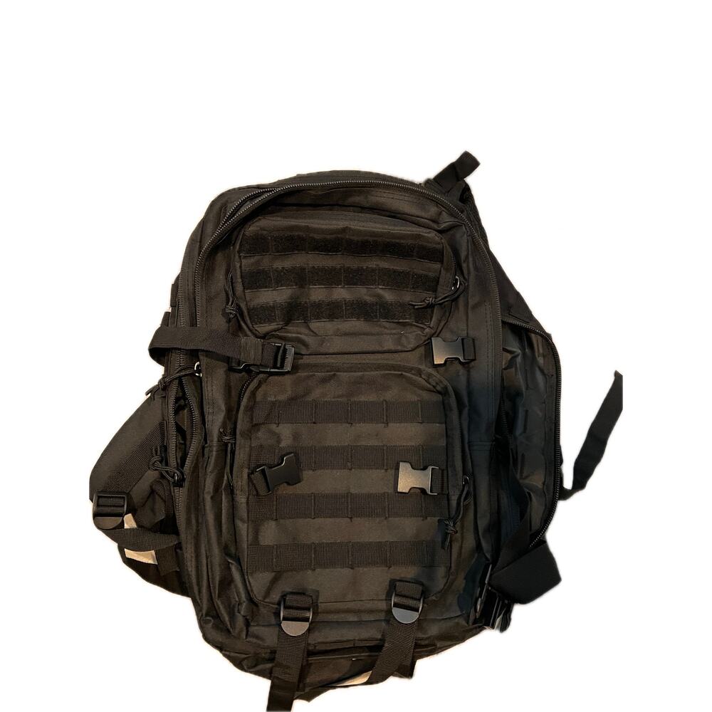 Generic Tactical Backpack w Bourne Patch Black 35L